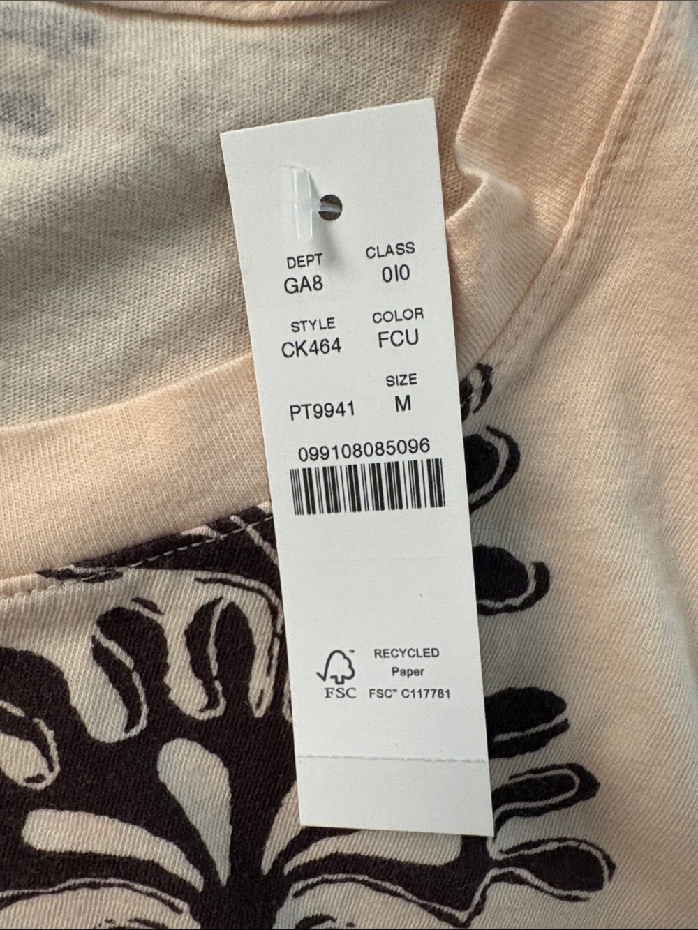 J. Crew Cream “Broken In Jersey”Short Sleeve Tee w Brown Floral Print. NWT. Med - Picture 4 of 8